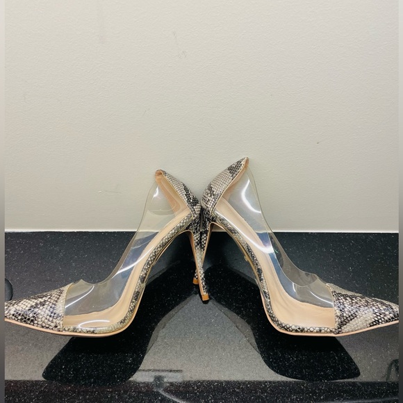 Snake-Print Clear Heels Size 8.5 - Picture 3 of 9